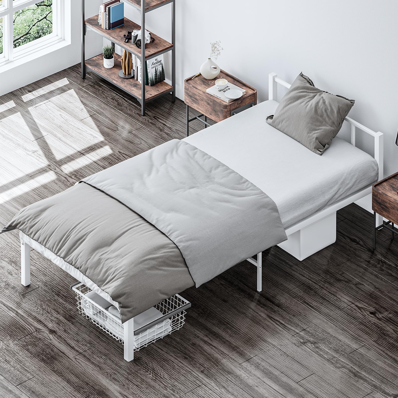 Amazon｜LunarLight スチールパイプベッド ベッドフレーム 幅97.5奥行