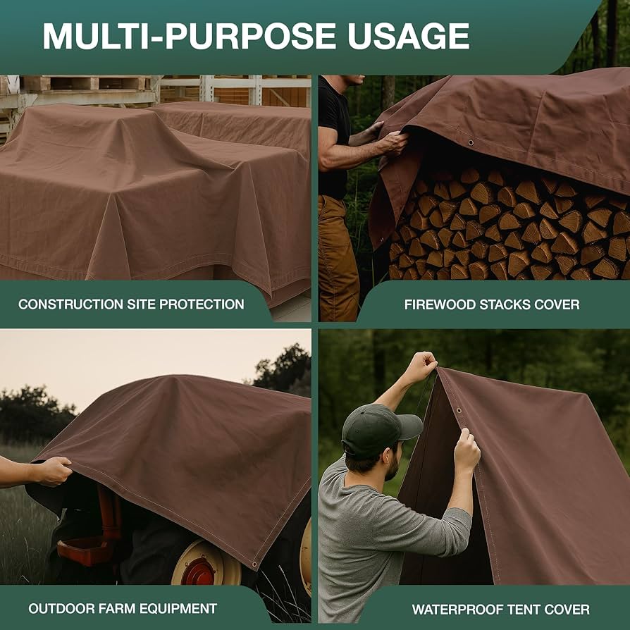 CCS Waterproof Canvas Tarp Cover – Heavy Duty Duck Cloth, Waxed
