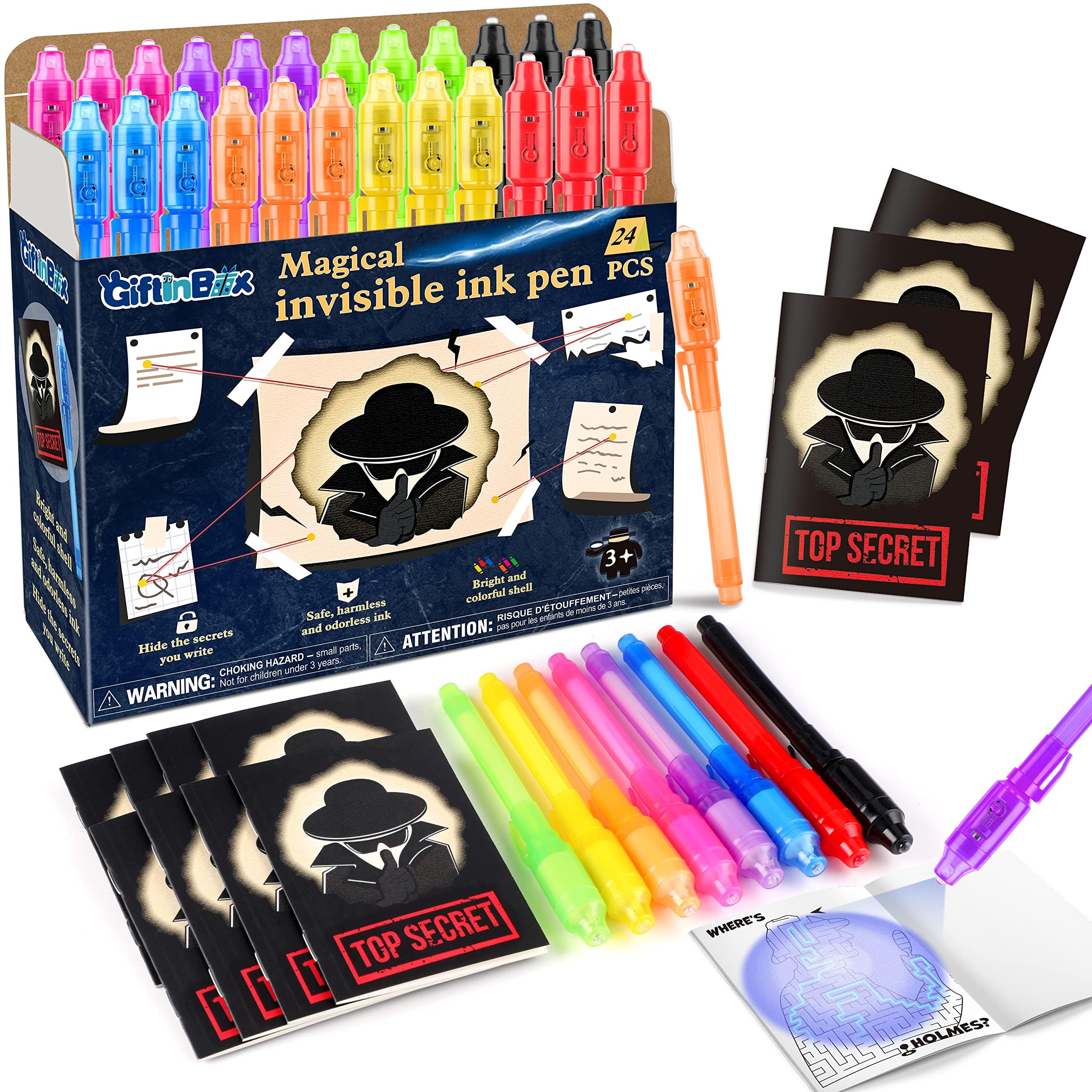 Amazon.com: GIFTINBOX Invisible Ink Pens with UV light for Kids