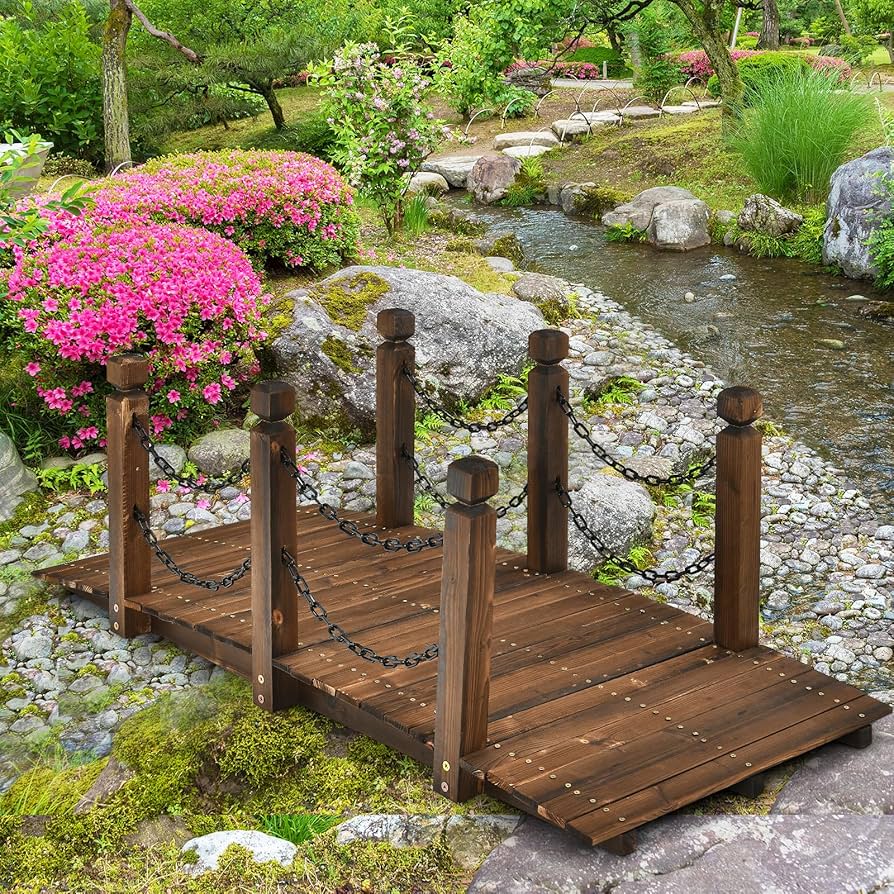 Amazon.com : Giantex 5 FT Wooden Garden Bridge, Stained Wood Arc