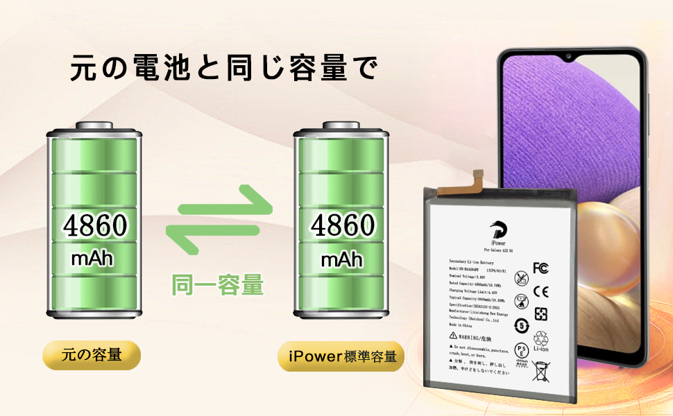 Amazon | iPower for Samsung Galaxy A32 5G バッテリー交換 元の容量
