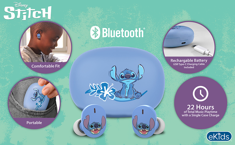 Amazon.com: eKids Disney Stitch Wireless Earbuds with Microphone