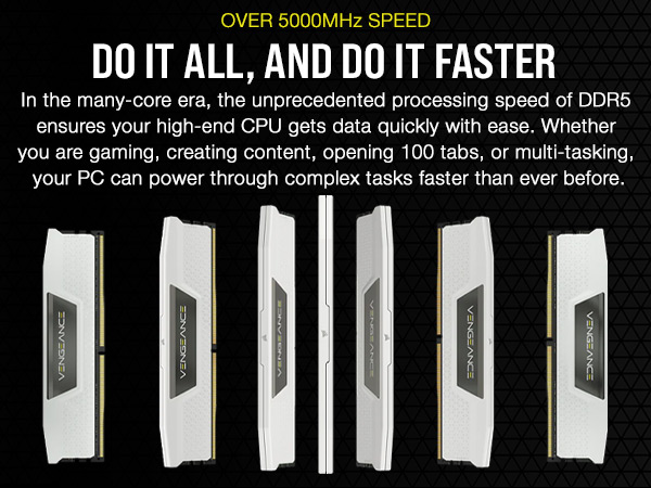 CORSAIR VENGEANCE DDR5 RAM 32GB (2x16GB) 5200MHz CL40-40-40-77