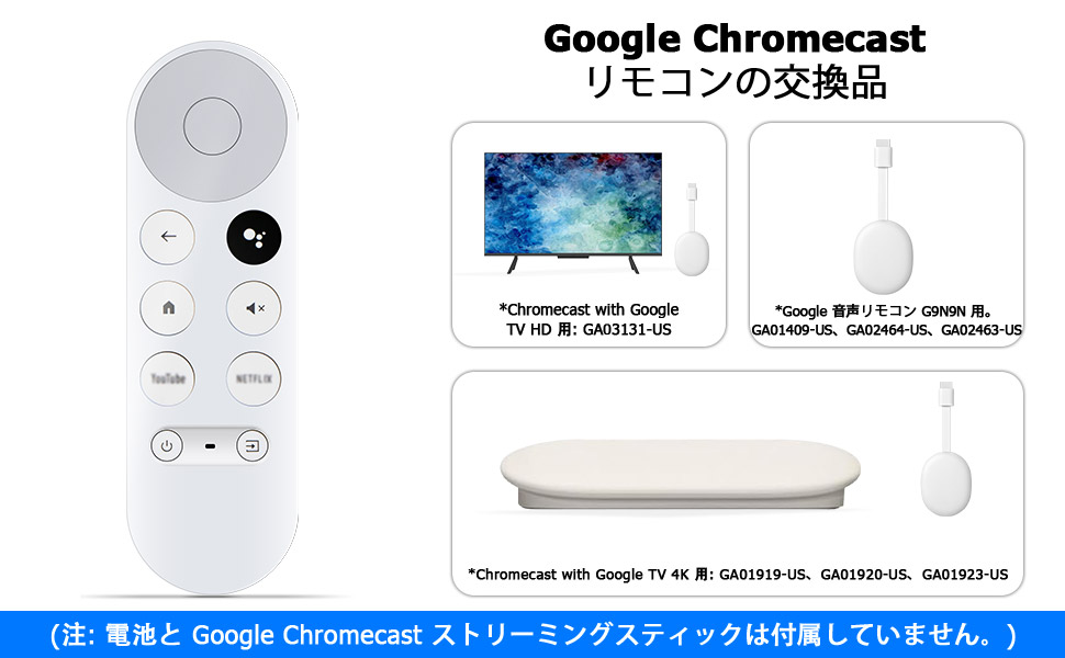 Amazon | Chromecast With Google 替えリモコン 音声操作対応 G9N9N