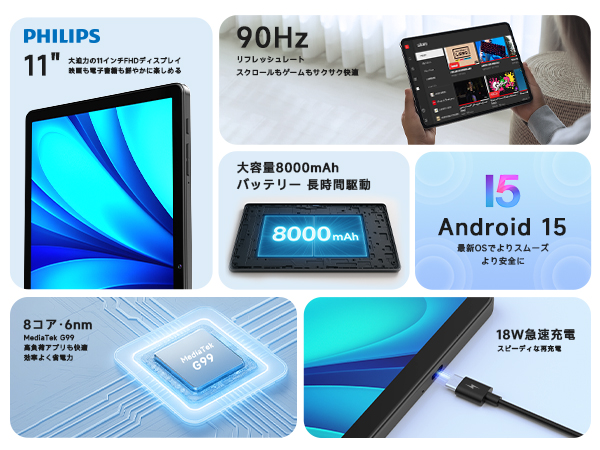 Amazon.co.jp: 【PHILIPS タブレット T8015 国内正規品】11インチFHD