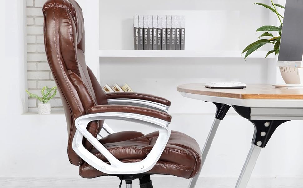Amazon.com: 2xhome - Brown - PU Leather Ergonomic Office High Back