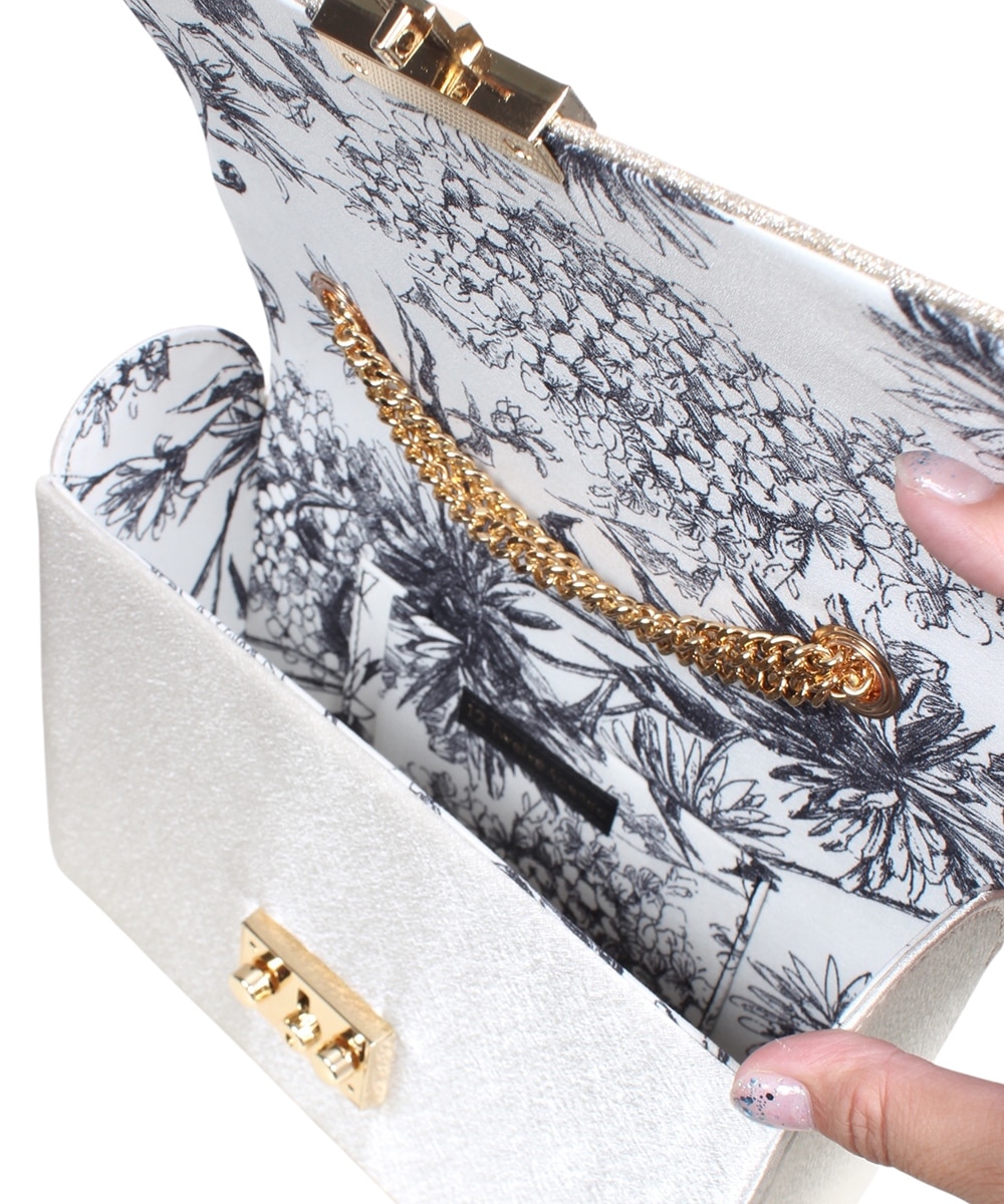 SALE】ラメフラップチェーンショルダースクエアパーティバッグ