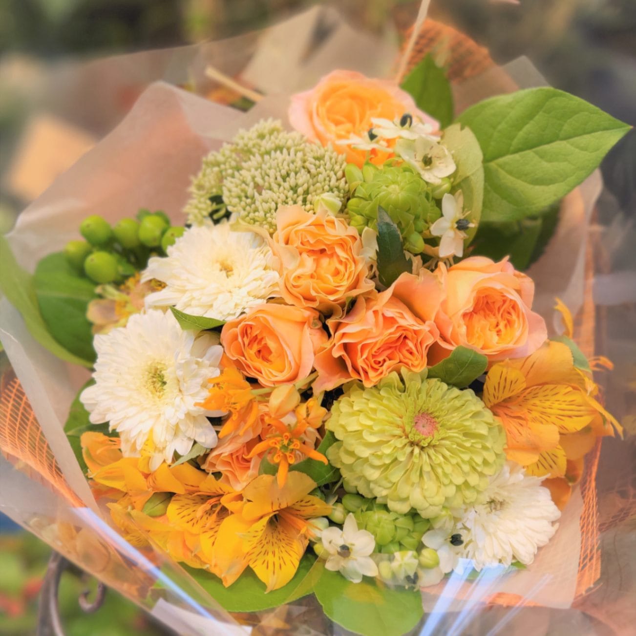 花束】ブーケ ホワイト＆オレンジ系 | ❰ GIFT ❱,花束 | 花屋Viridian