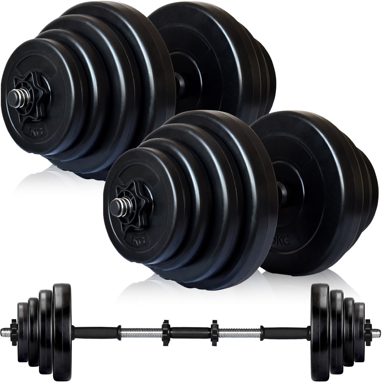 ダンベル 20kg×2個セット ジョイントシャフト付き,トレーニングベンチ