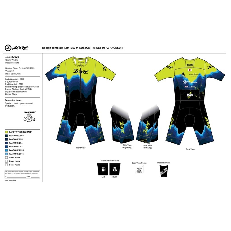 Team Zoot申し込み者限定】MEN'S TRI AERO FZ RACESUIT (Zoot 2025