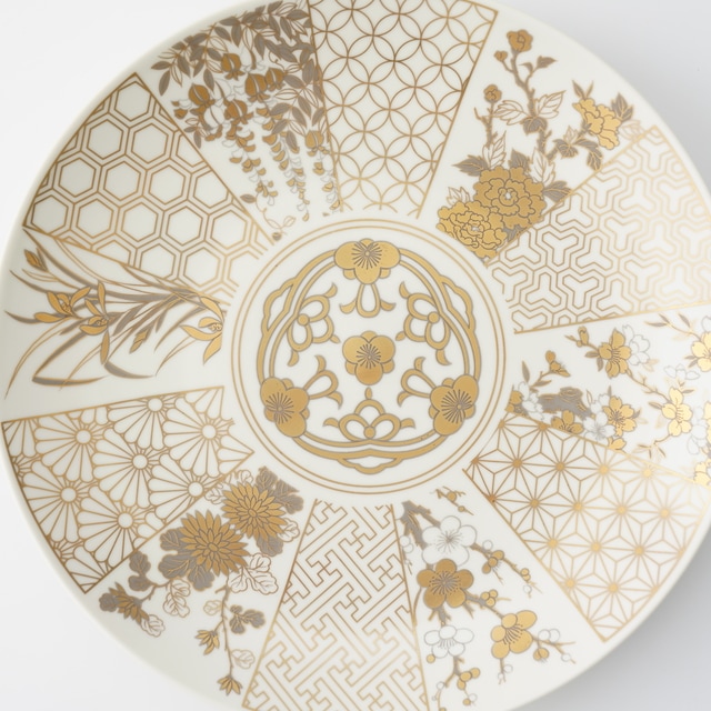 A538 古伊万里極上金蘭手窓絵熨斗に蝶菊に銀杏波桜