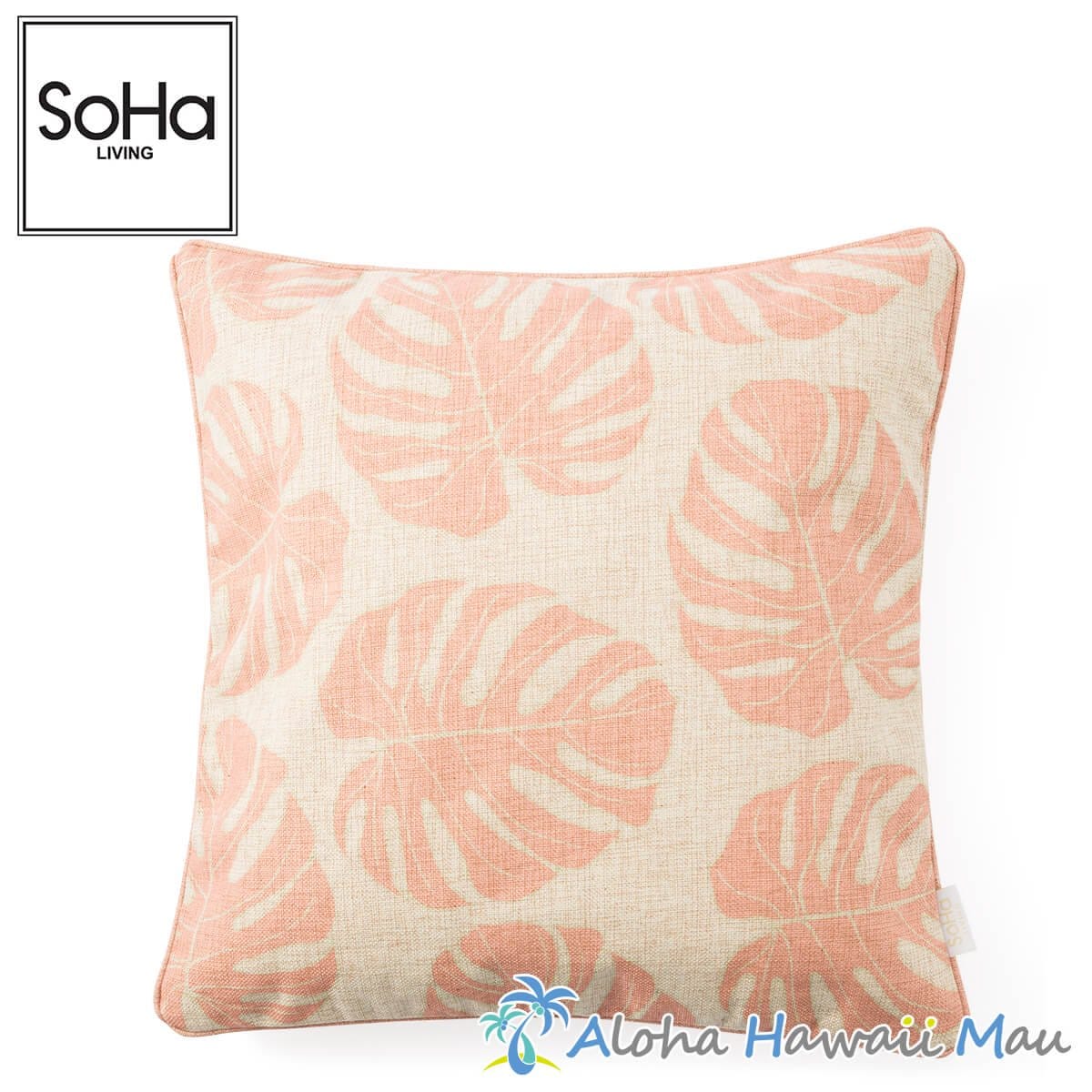 SoHa Living クッションカバー コーラル モンステラ柄 | アクセサリー