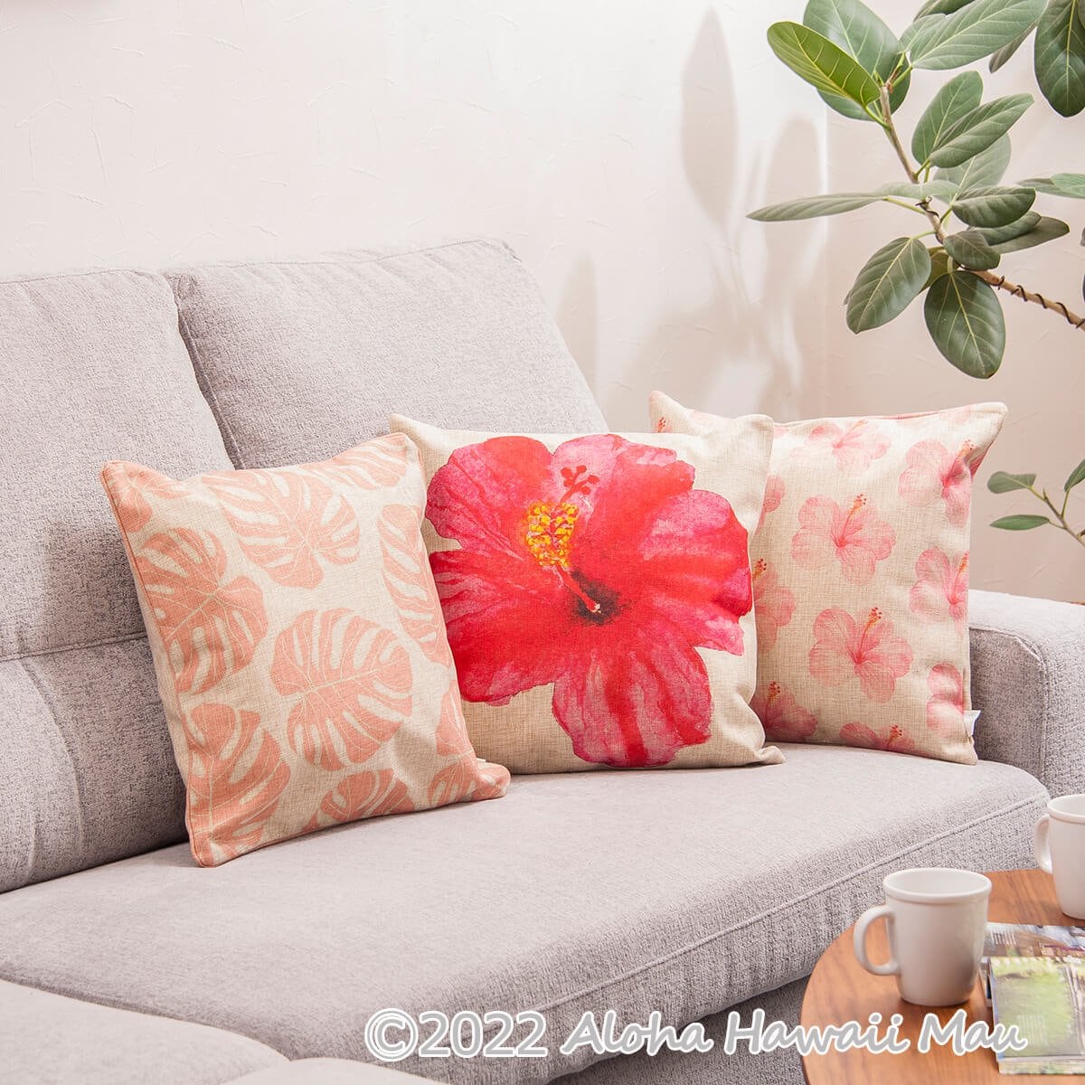 SoHa Living クッションカバー コーラル モンステラ柄 | アクセサリー