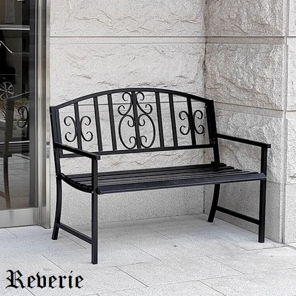 ガーデンベンチ ブラック アイアンベンチ (IB-120BLK) レヴェリ 黒