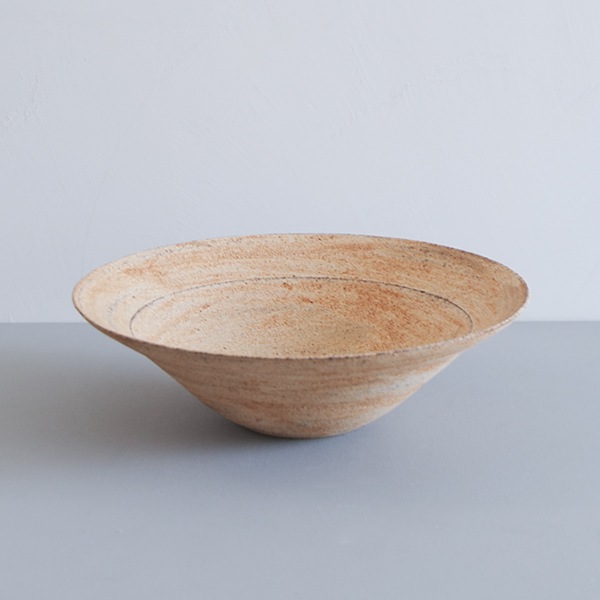 二階堂明弘 やきしめリム鉢（黄） Φ27.5cm H8.5cm