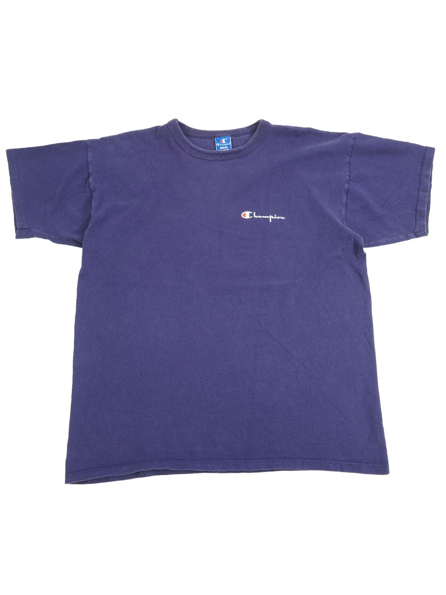 90's 青刺繍タグ チャンピオン スプリクトロゴプリントTシャツ 表記(XL