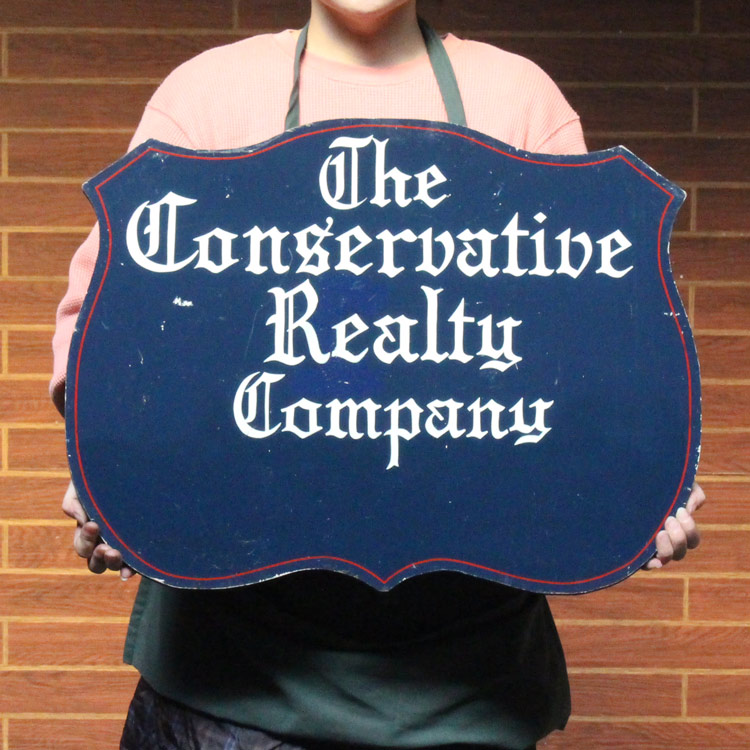 1点物】 アメリカンビンテージ看板 The conservative Realty Company