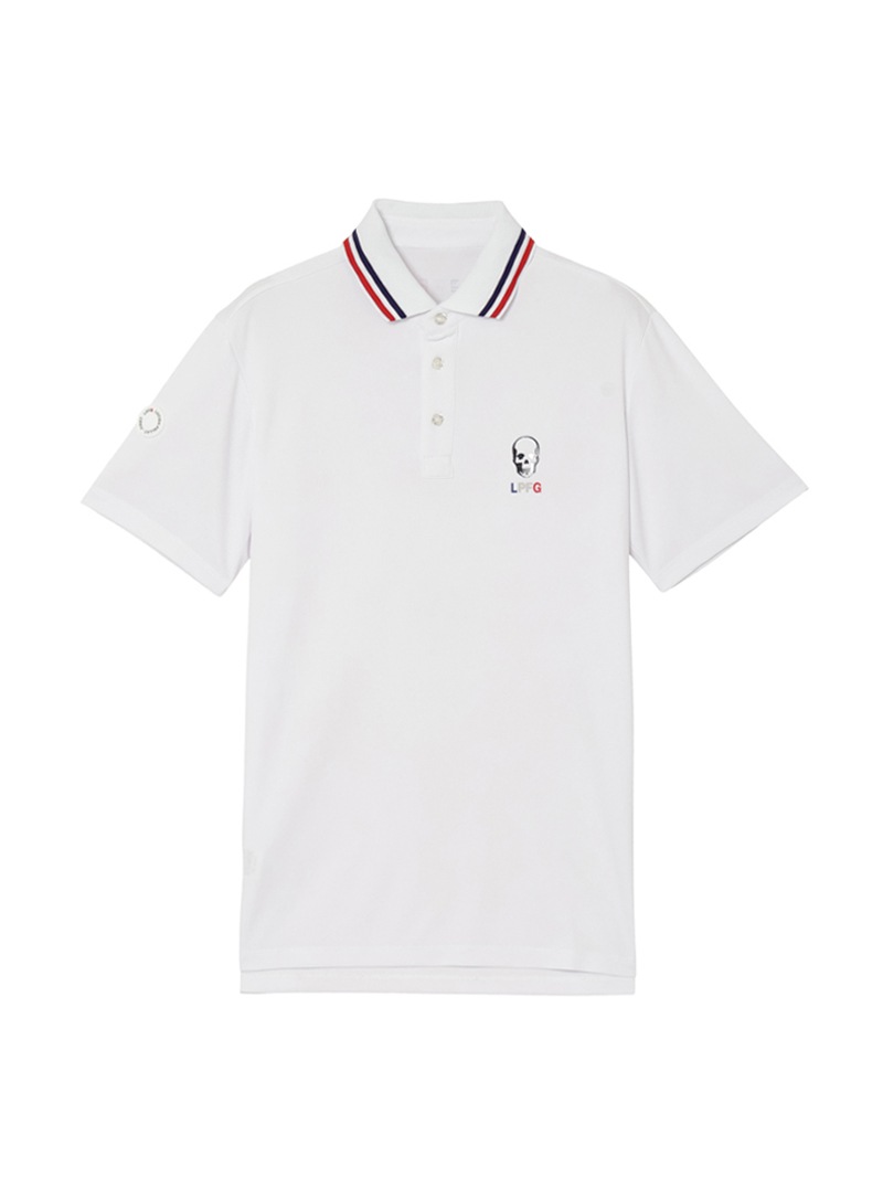 LPFG メンズ スカル＆トリコロール 半袖ポロシャツ |LUCIEN PELLAT