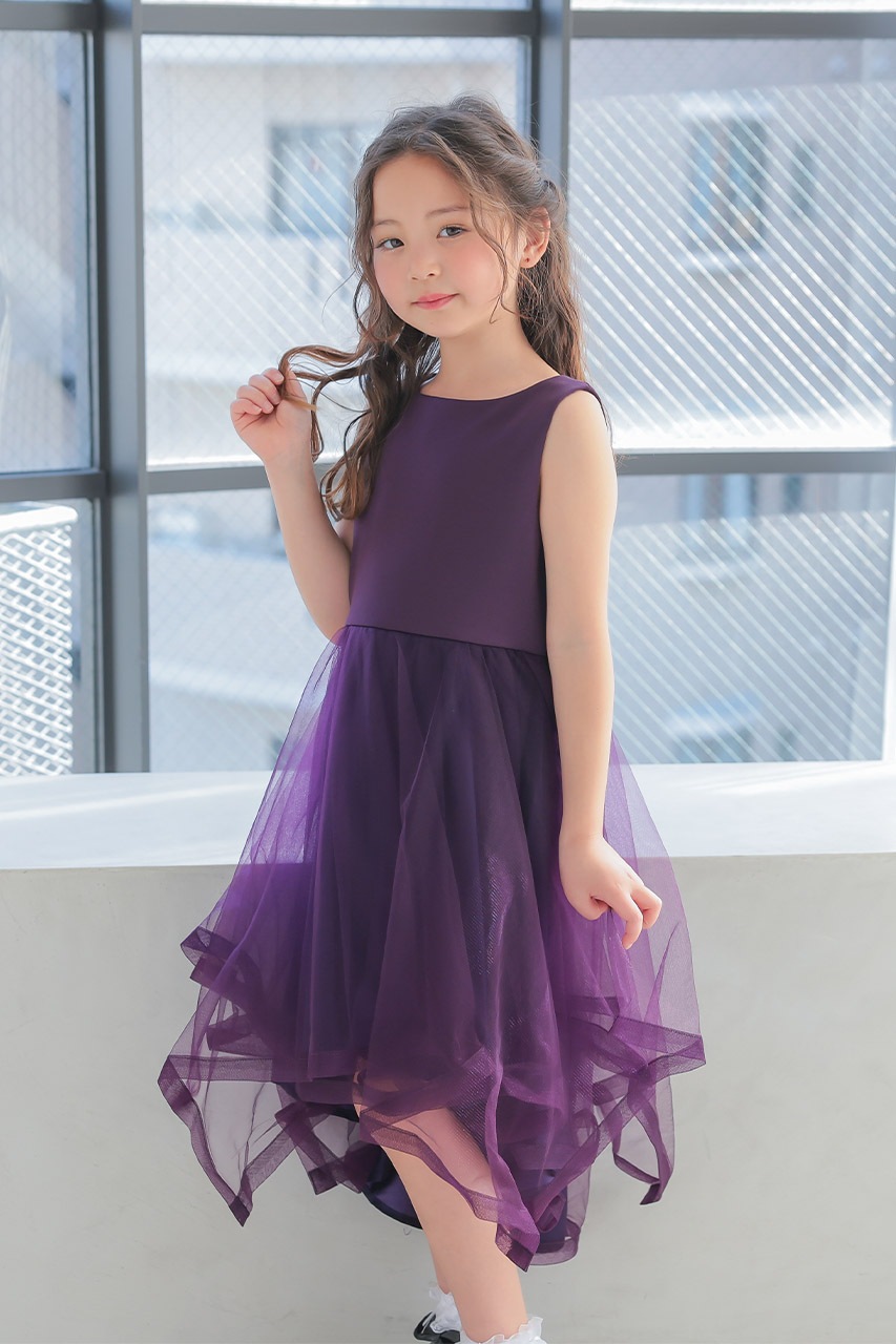 Kids チュールレイヤードドレス パープル 6歳｜結婚式のパーティー