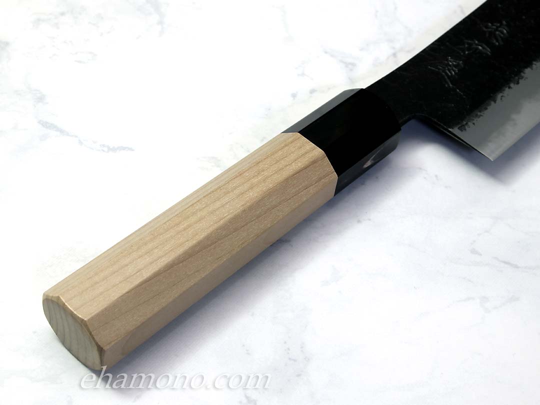 日野浦刃物工房 味方屋作 博多包丁180 黒梨地 水牛八角柄