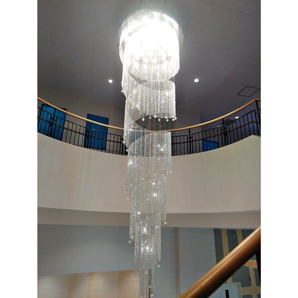 クリスタルスパイラルシャンデリア15灯 クローム(Φ1300×H4600mm ) | EL