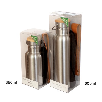 THERMO BOTTLE 350ml」ステンレス素材に銘木をプラスした木製水筒