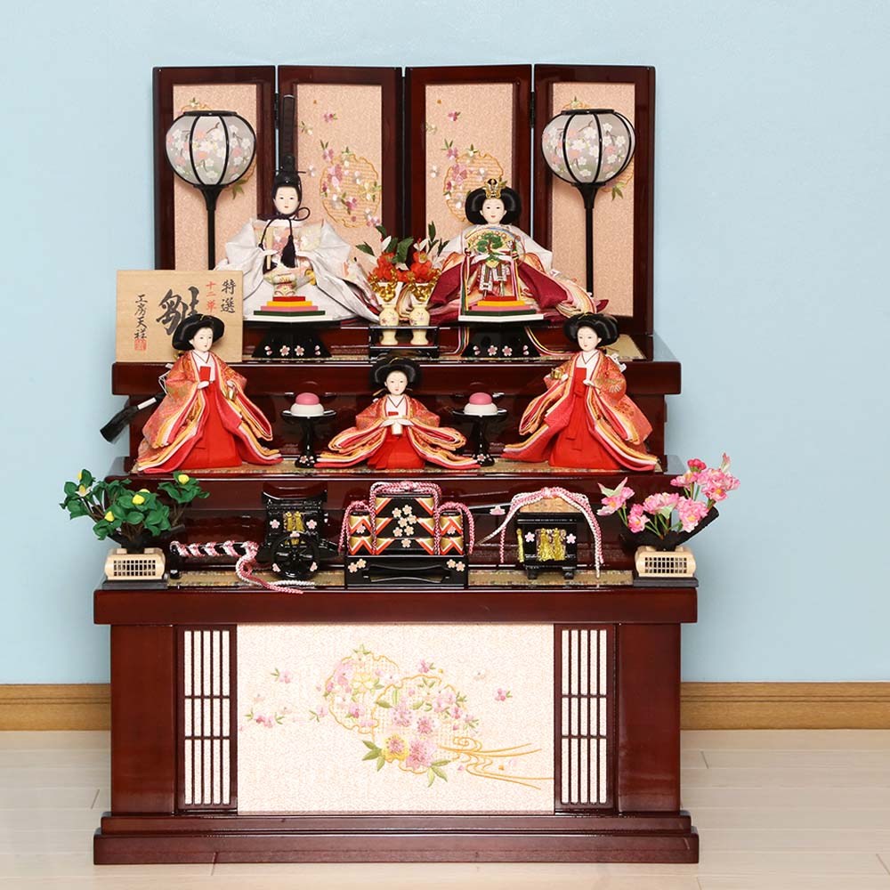 雛人形 うるはし雛 三段収納飾り 三段飾り 収納飾り 五人飾り n22pr