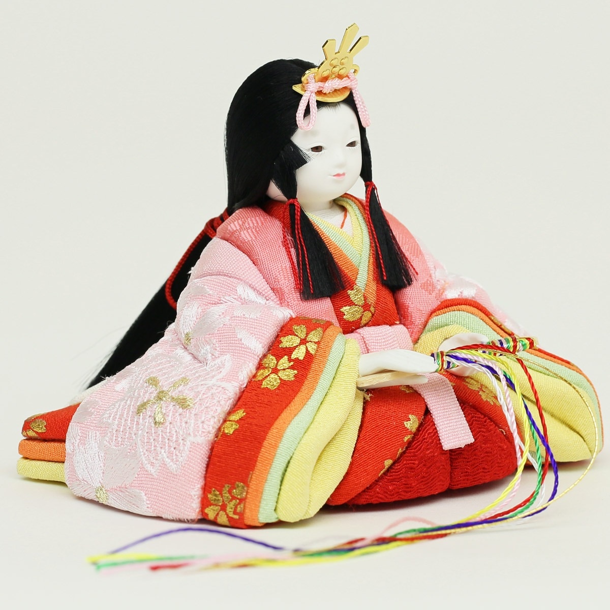 雛人形 こひな 木目込み 五人飾り 茜美 刺繍仕様 横幅39.5cm