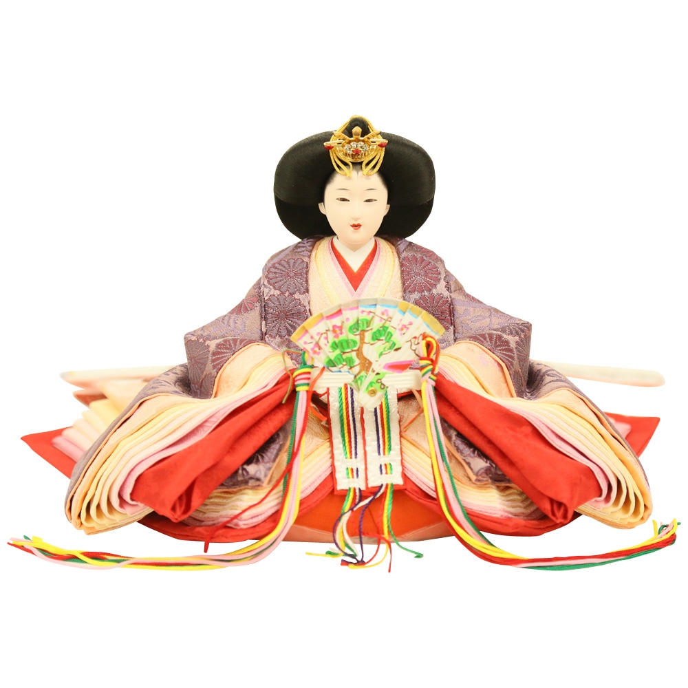 雛人形 新古今 大三五親王飾り 高級正絹帯仕立て 押し絵屏風 菊紋様