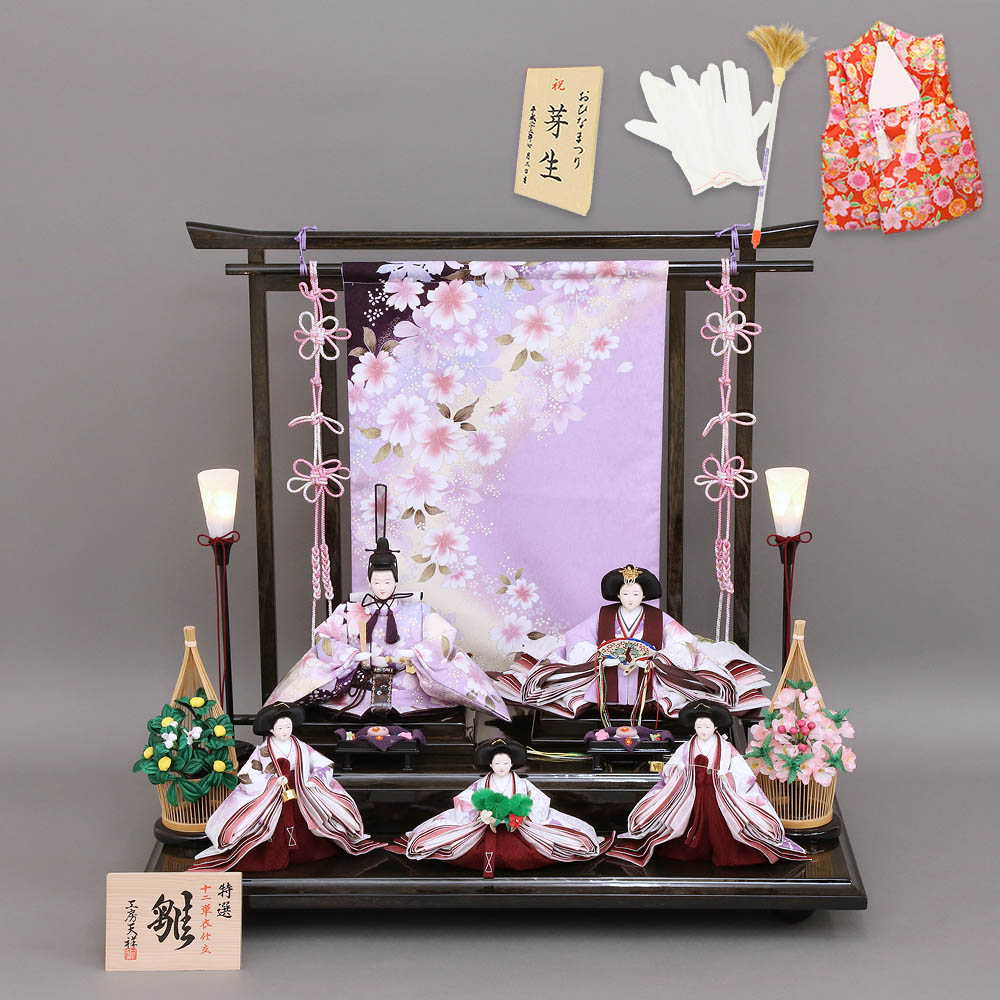 雛人形 工房天祥 三段飾り 五人飾り 東山 台屏風セット 束帯十二単