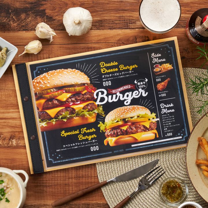 ウッドボード-ビニールポケットタイプ-レザーバー - 飲食店おしゃれな