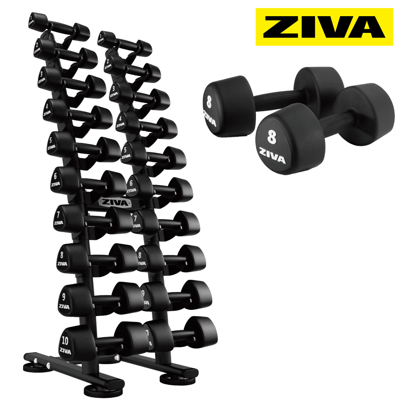 ZVO ウレタントライベル1-10kg＋ST 1-10kgスタジオダンベルラック