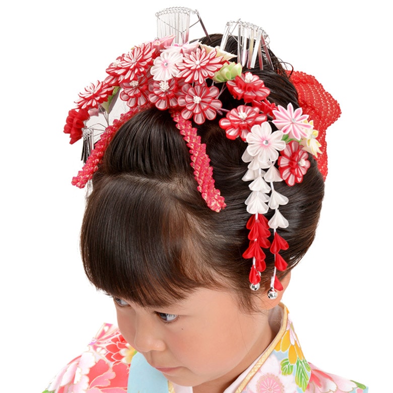 七五三 髪飾り 子供かんざし 勝山セット つまみ細工 かんざし