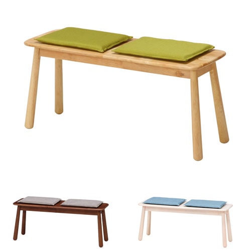 ダイニングベンチ 幅1000×奥行350×高さ420mm 木製ベンチ クッション付