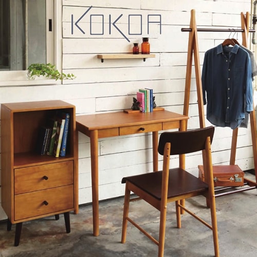 木製シェルフ 3段 引出し付き オープンシェルフ ウッドラック KOKOA-CH