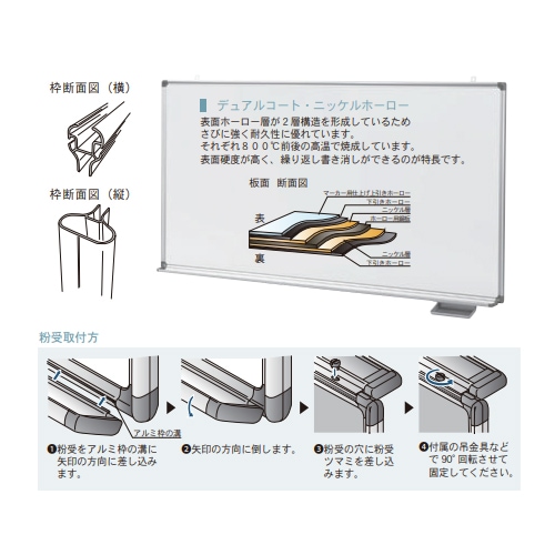 月予定表 横書き 壁掛式ホワイトボード 幅1210×高さ920mm ホーロー