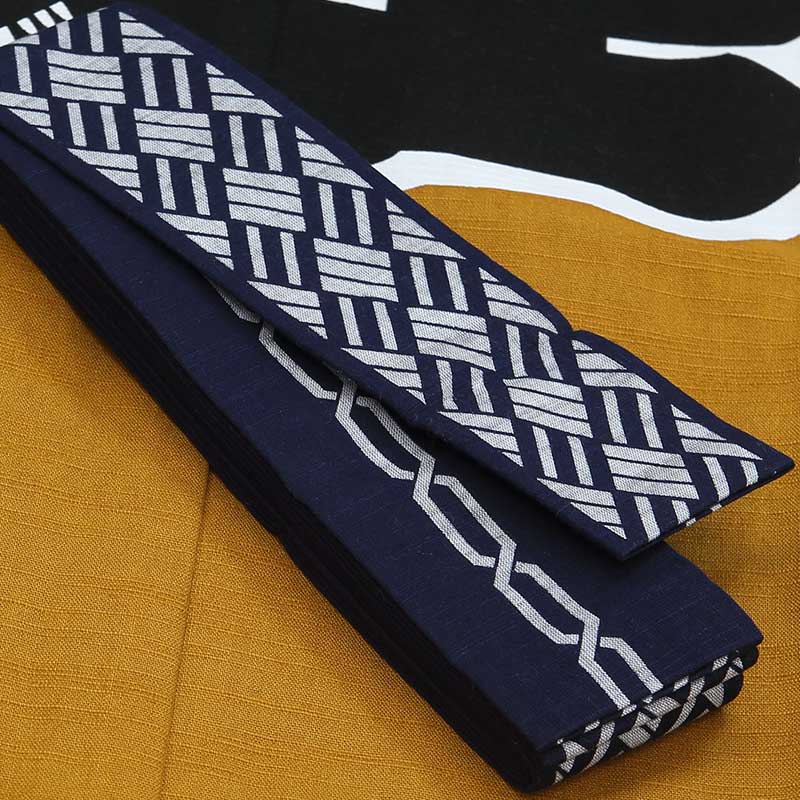 祭帯・半纏帯【染平ぐけ帯No.44｜三の字・グレー/紺】祭用品専門店浅草