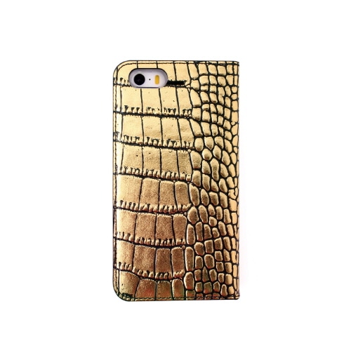 GAZE（ゲイズ） iPhone SE ケース 手帳型 GAZE Gold Croco Diary