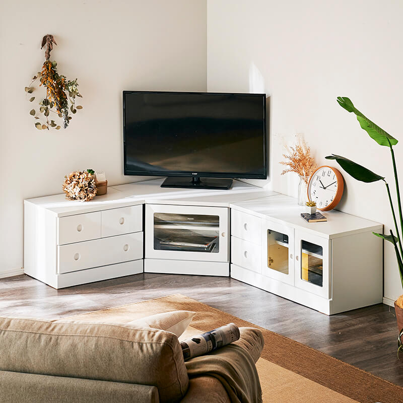 大川家具】コーナーテレビボードセット フェアリー ナチュラル