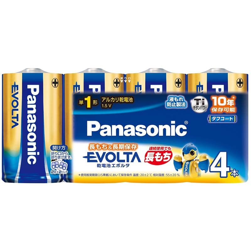 パナソニック 単1形アルカリ電池 4本入 エボルタ｜LR20EJ/4SW 07-3403