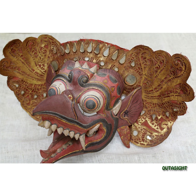 木彫りマスク(お面) ガルーダ ヴィンテージ バリ島 インドネシア INAM