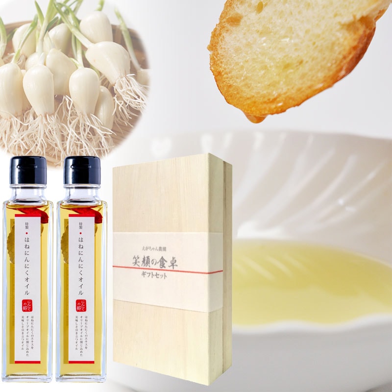 はねにんにくオイル2本入りギフトセット 桐箱入り | 商品一覧,調味料