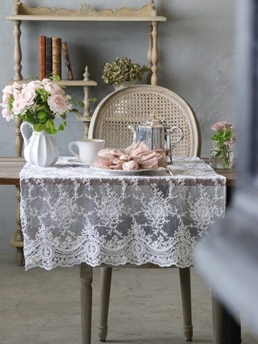 Chez moiテーブルランナーCorinzioライトグレー シェモア ～ サラグレース