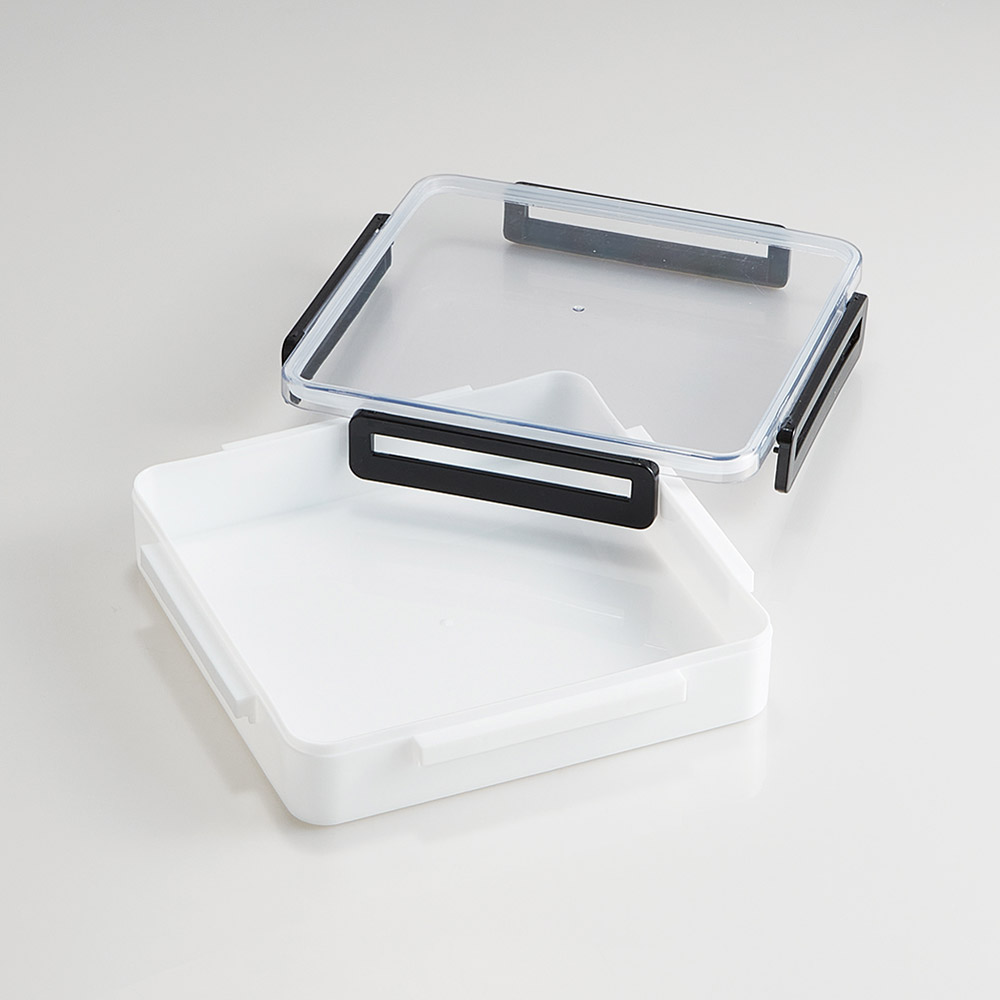 スーパーオーバル海苔全形保存容器3個.ウェーブ角型大レンジ専用容器