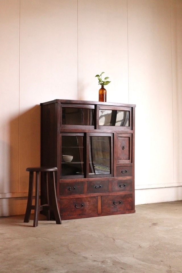 引戸棚/水屋箪笥,ガラス引戸棚 | 古家具古道具 そうすけ