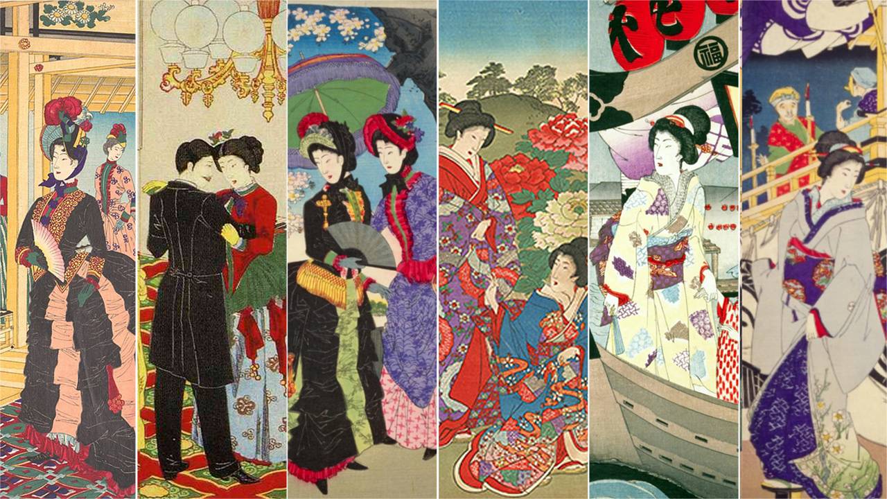 モダンな洋装vsハイカラ和装！錦絵で見る明治時代のファッション改革