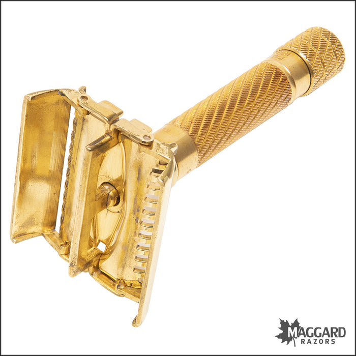 1126 Gillette Gold OC Aristocrat Adjustable Razor, Cased, 1930s