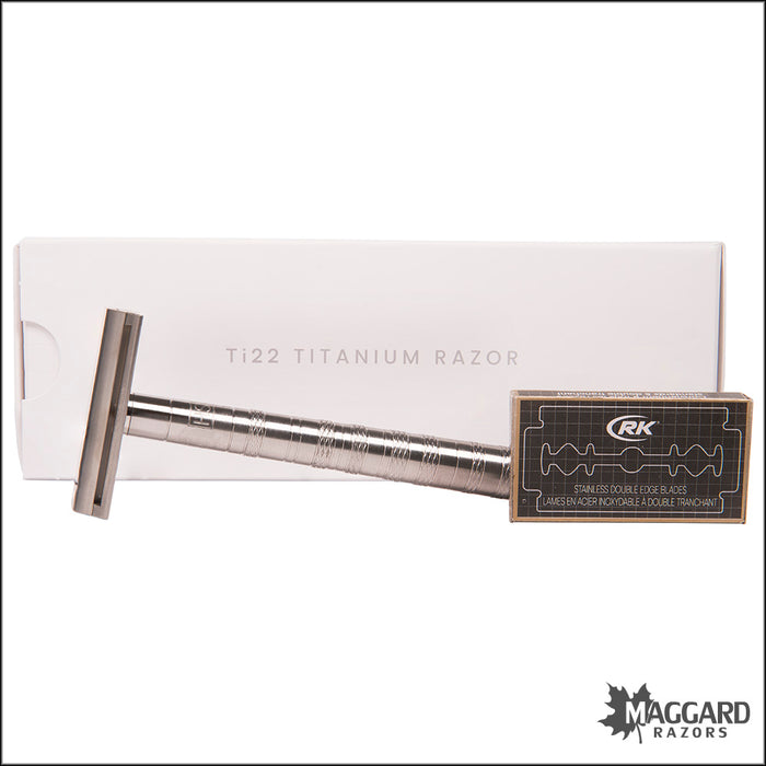 Henson Shaving Ti22 Titanium Machined DE Safety Razor, Medium
