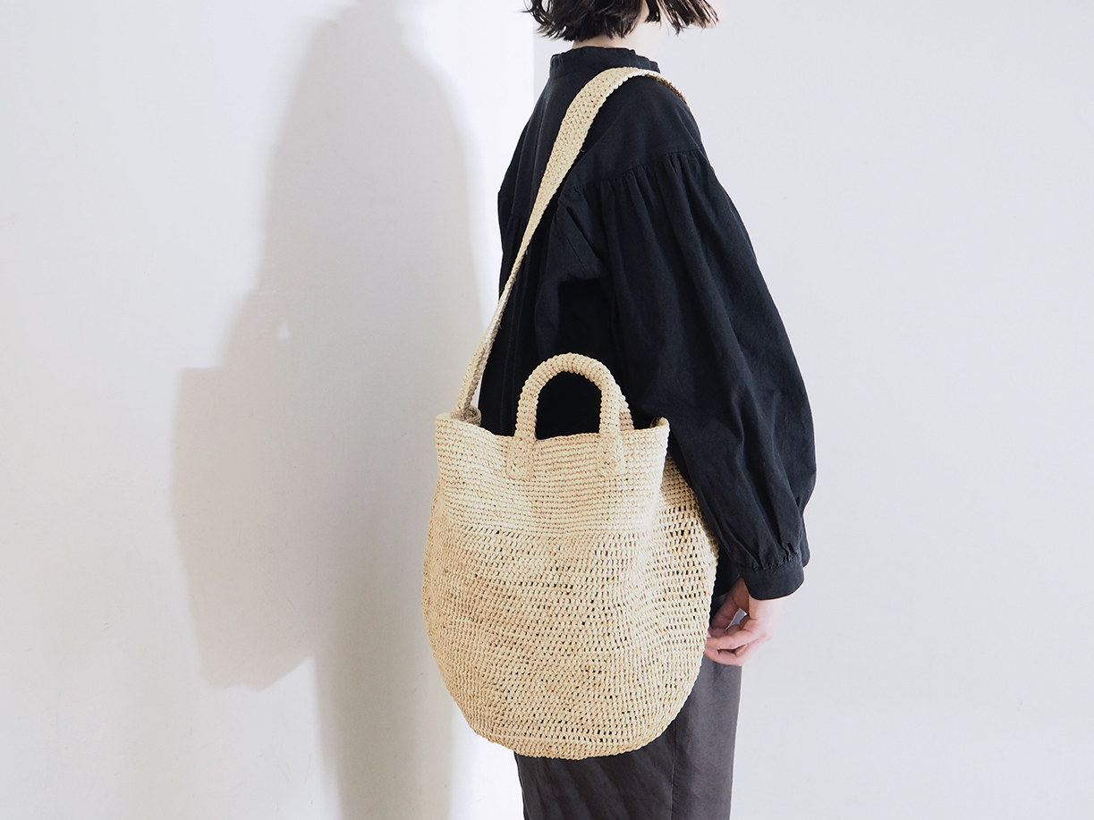ラフィアかぎ編みバッグ丸底大ショルダー付 - 投稿 │ 松野屋