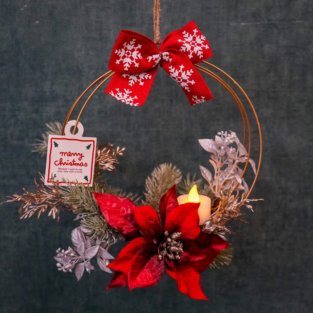ポインセチア のクリスマスリース | 高級 造花 マリアンプラス